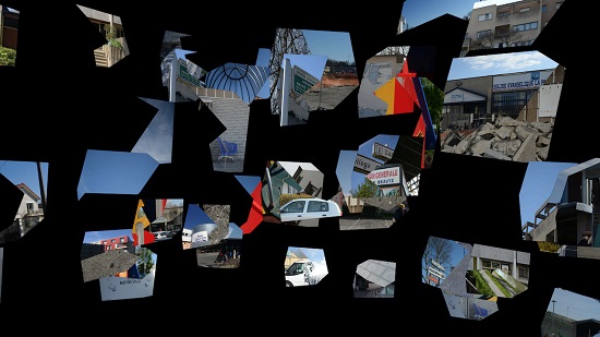 patchwork d’images de paysages urbaines par les artistes Sarah Bastide et Pierre Depaz pour la gare de Sevran-Beaudottes 