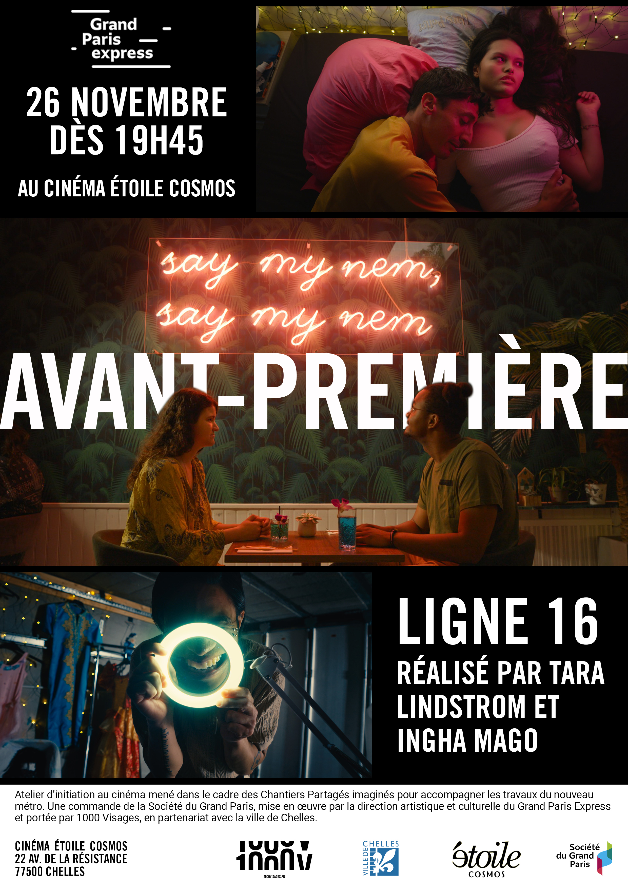 Affiche de l'avant-première du film Ligne 16 à Chelles