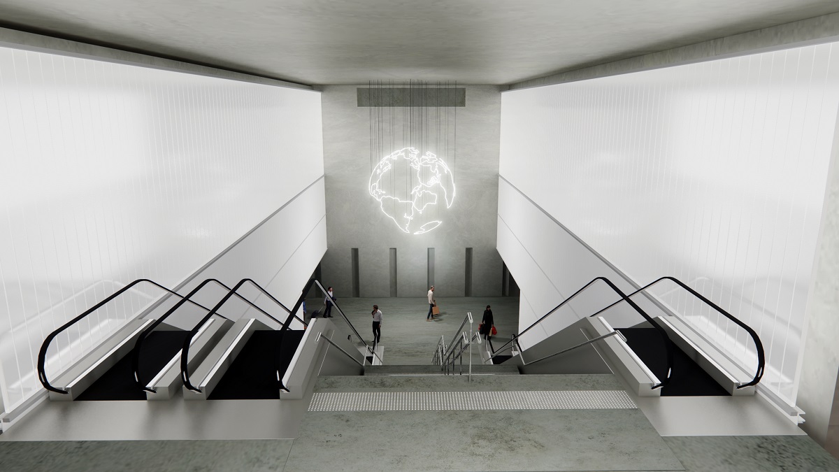 Mona Hatoum proposal for Gare Le Bourget – Aéroport, 3D renders, February 2021