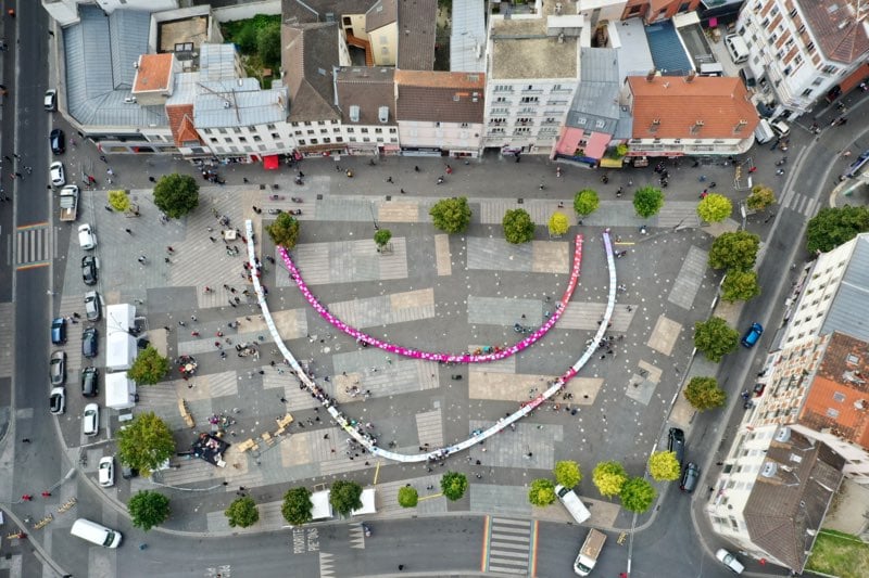Vue aérienne du banquet du 28 Aout 2021 à Saint-Denis
