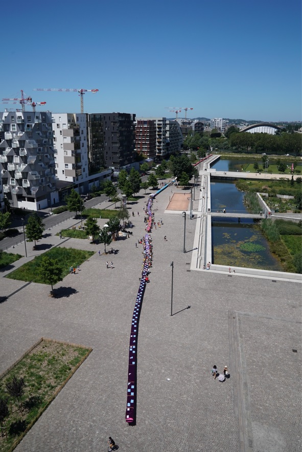 Vue aérienne d'un banquet 