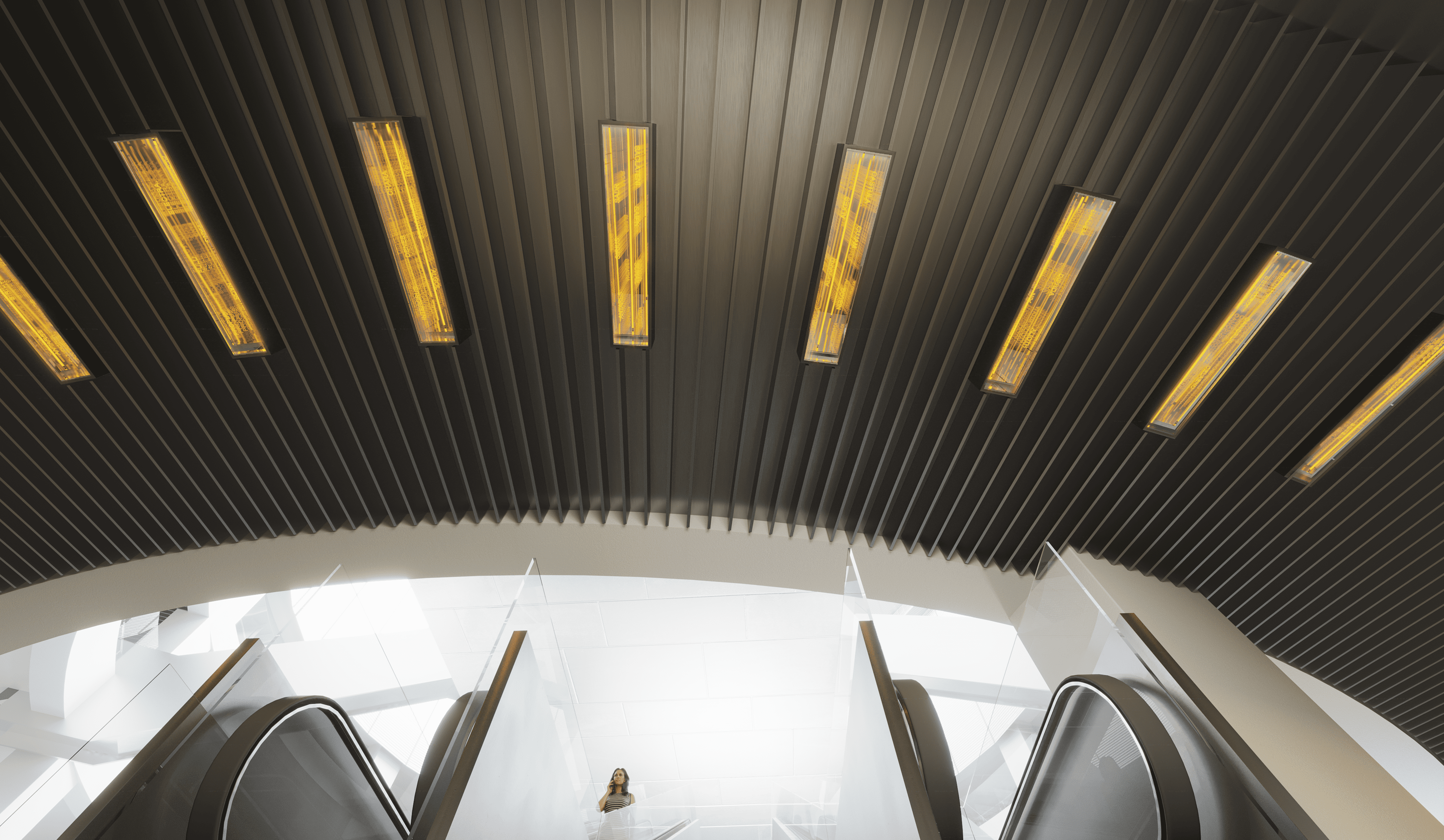 Perspective de l'œuvre en gare de Iván Navarro