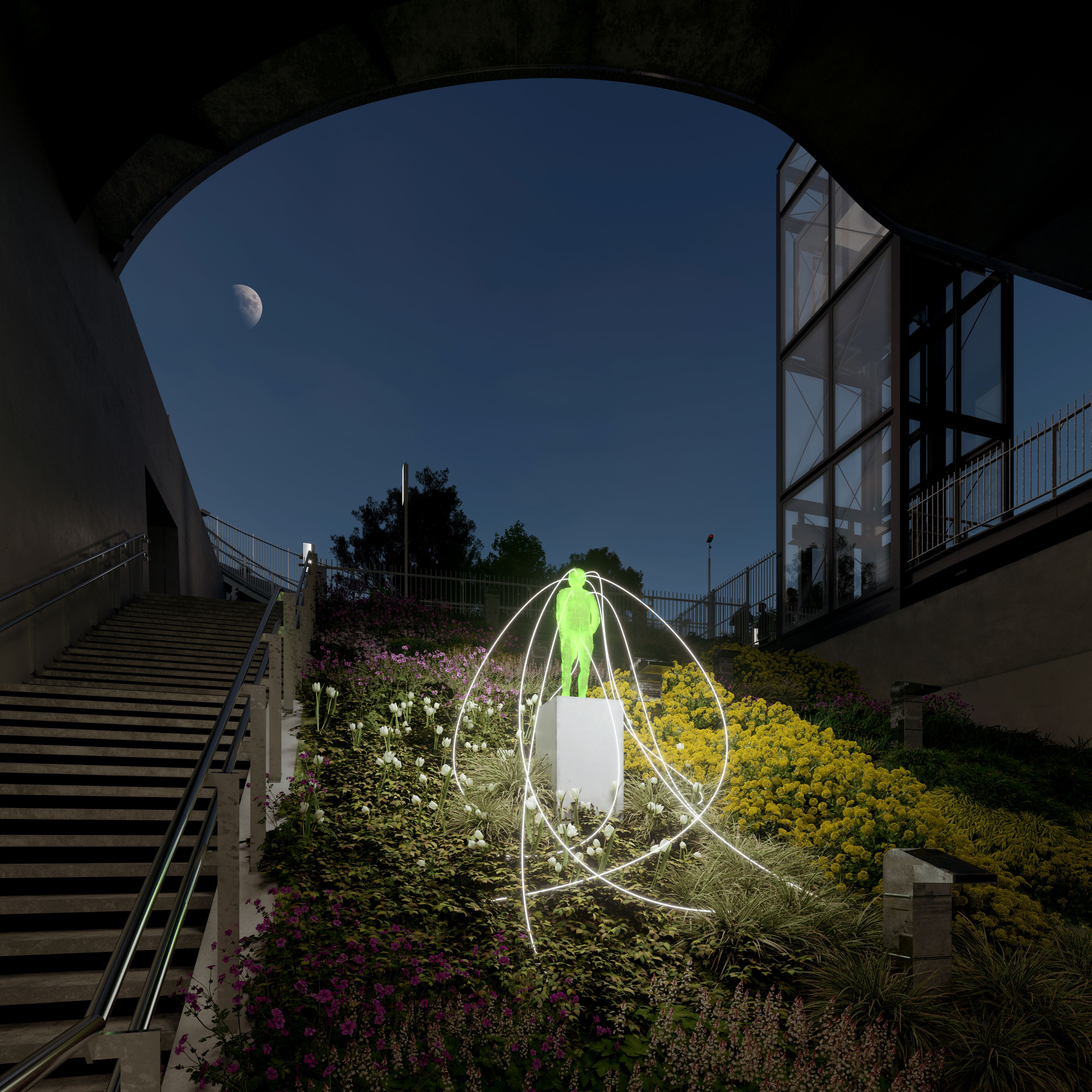 Perspective de l'oeuvre dans la gare Noisy- Champs