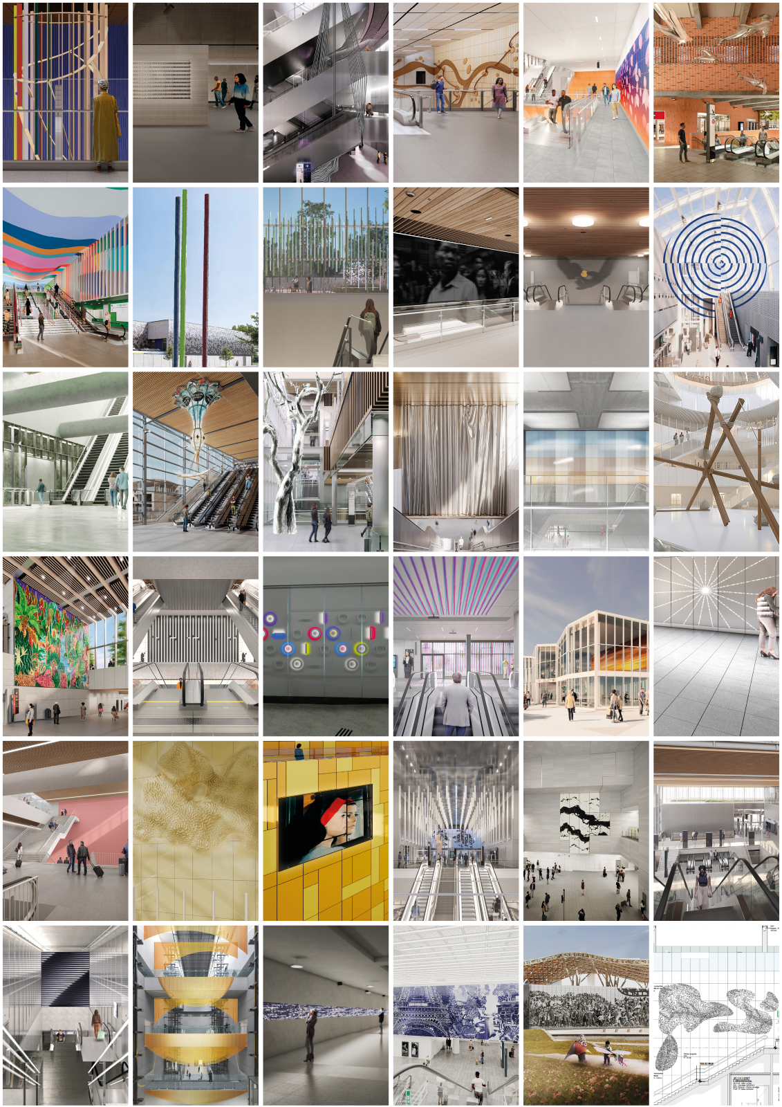 Mosaïque des œuvres