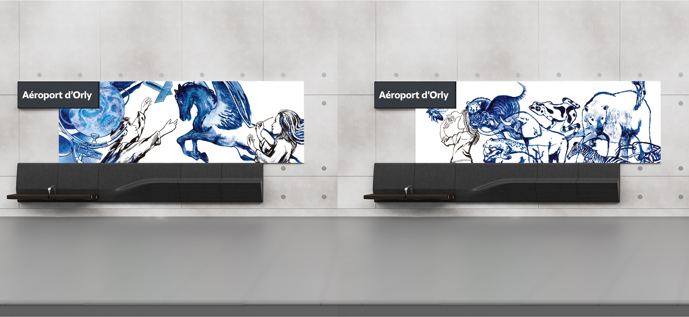 Exemple in situ Edmond Baudoin – Aéroport d’Orly (L14)