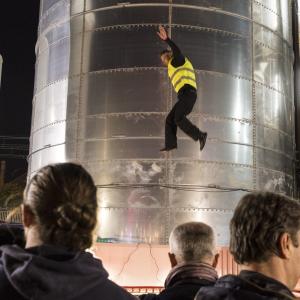 Lionel Pioline et les trampolinistes au KM2 