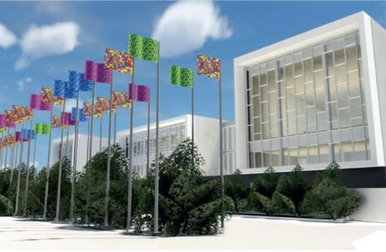 Visuel de l’œuvre « Les Drapeaux » inauguré par la Société Réaliste en tandem avec l’architecte Thomas Richez