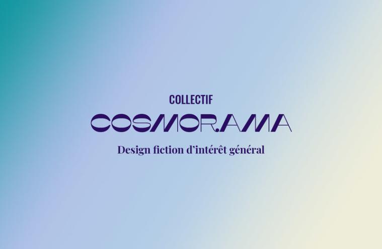 Logo du Collectif Cosmorama sur fond bleu