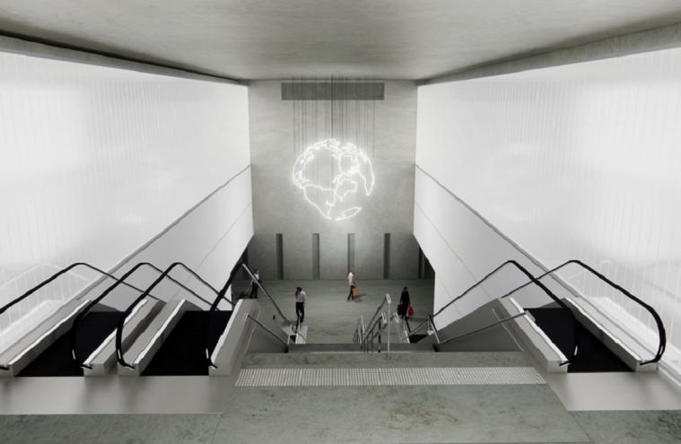 Mona Hatoum proposal for Gare Le Bourget – Aéroport, 3D renders, February 2021