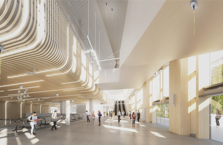 Gare Le Bourget. Œuvre Tandem You make me wonder par Jeppe Hein