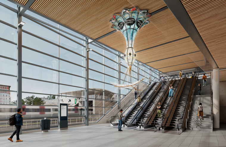 Perspective de l'œuvre en gare Massy-Palaiseau - Laure Prouvost + Richez Associés