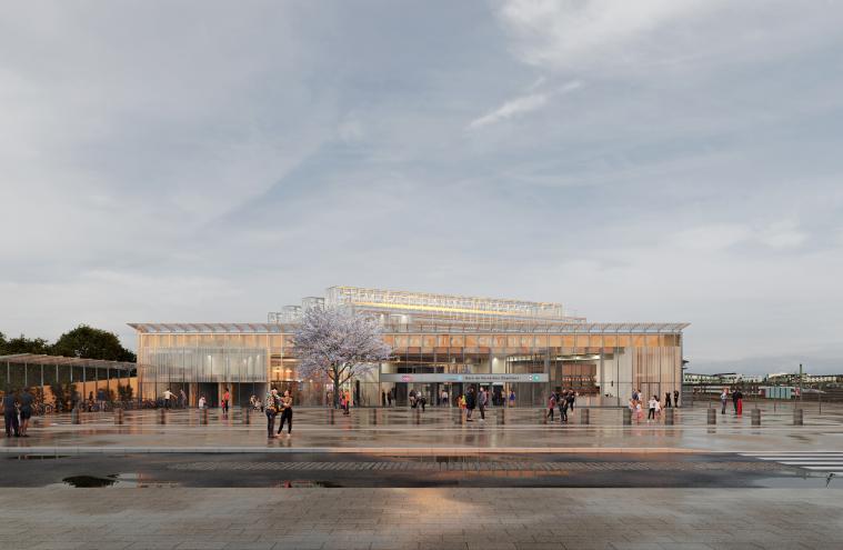 Perspective de l'œuvre en gare Versailles - Chantiers - Anselm Kiefer + Dietmar Feichtinger