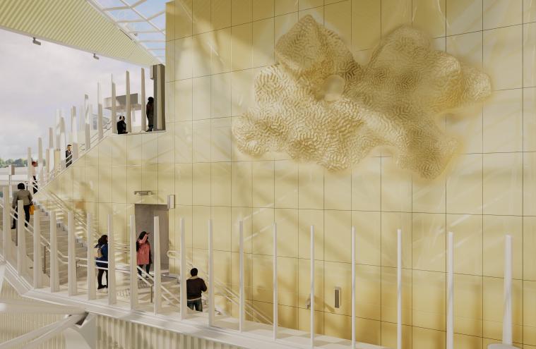 Perspective de l'œuvre en gare Université Paris-Saclay - Jérémy Gobé + Atelier Novembre et Benthem Crouwel