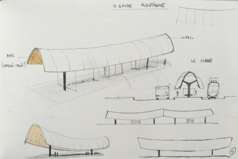 Esquisses des mobiliers des gares du Grand Paris Express, croquis du designer Patrick Jouin