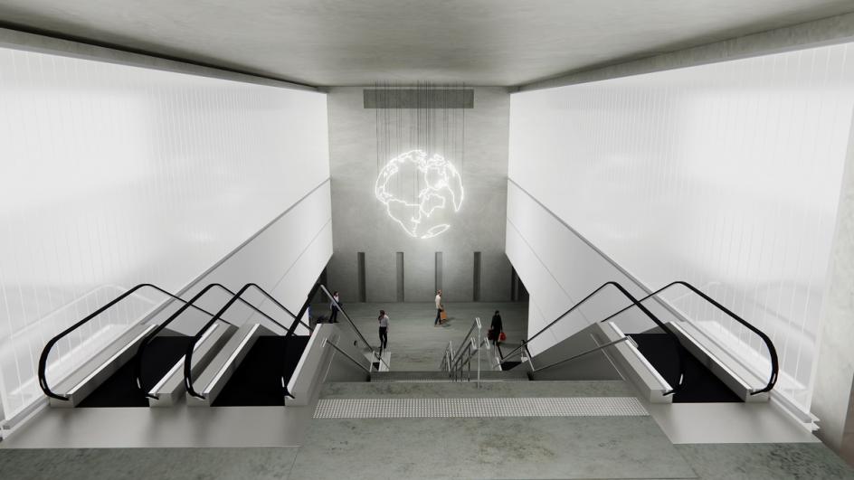 Mona Hatoum proposal for Gare Le Bourget – Aéroport, 3D renders, February 2021