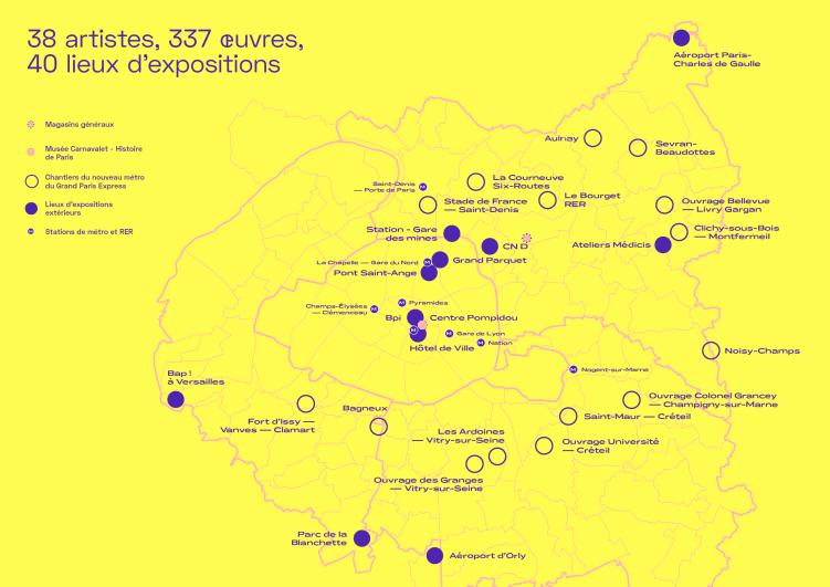 carte des palissades de chantier où sont exposées les œuvres photographiques de l'exposition