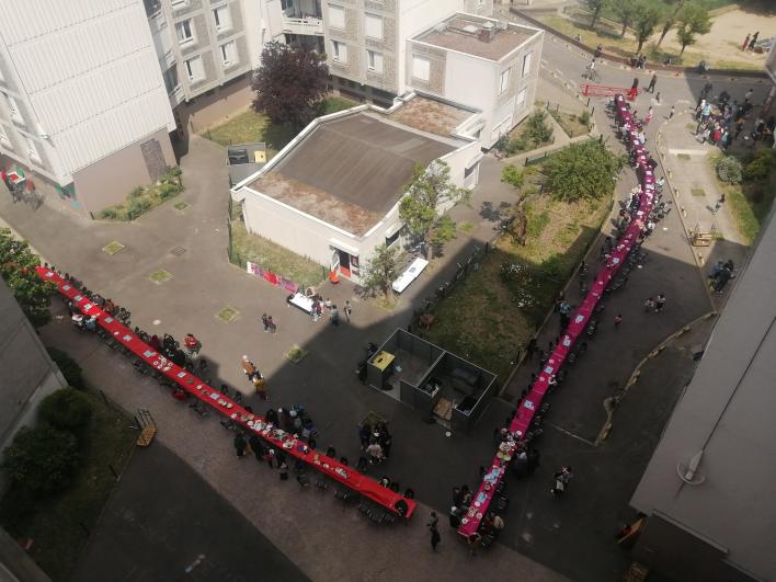 Vue aérienne d'un banquet