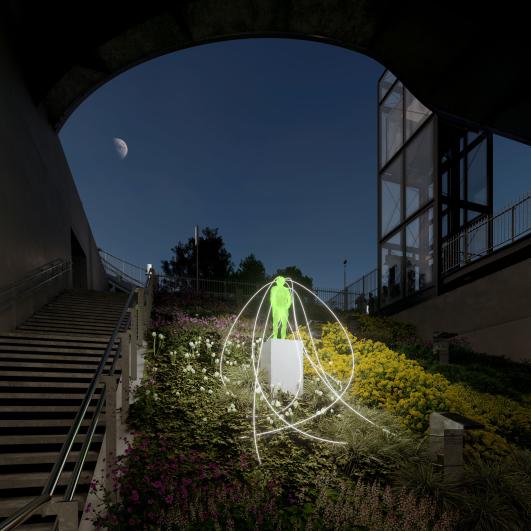 Perspective de l'oeuvre dans la gare Noisy- Champs