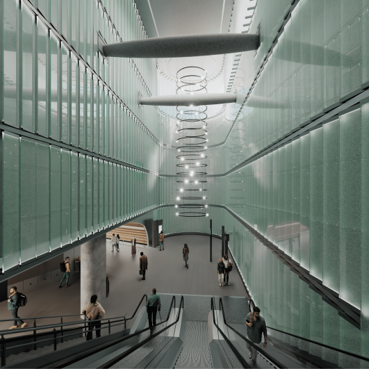 Perspective Gare d'Issy projet tandem Pablo Valbuena