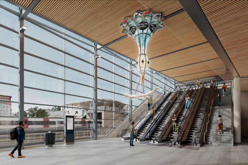 Perspective de l'œuvre en gare Massy-Palaiseau - Laure Prouvost + Richez Associés