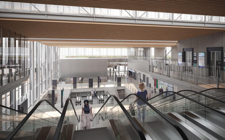 Perspective de l'œuvre en gare Versailles - Chantiers - Anselm Kiefer + Dietmar Feichtinger