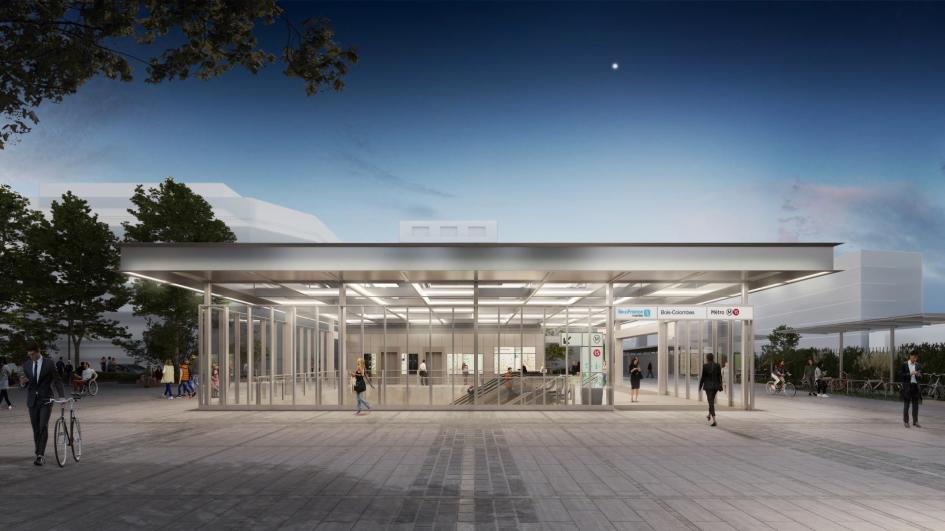 Perspective Gare Bois-Colombes - Parvis de nuit